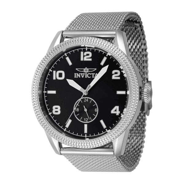 Часовник Invicta за мъже 47134 Vintage Silver Tone с черен циферблат