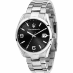 Maserati Attrazione R8853151007 Men's Watch, Silver Color with Black Velvet, Steel Bracelet