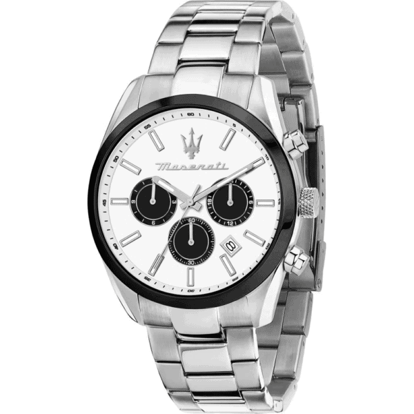 Maserati ATTRAZIONE R8853151004 Watch, Silver with White Dial, Steel Bracelet