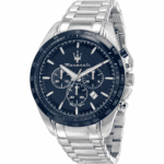 Maserati Traguardo R8873612043 Men's Watch, Silver Steel with Navy Blue Dial