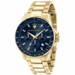 Maserati Men's Watch R8873640008 Sfida, gold tone with blue dial, Miyota JS25-00C Quartz movement