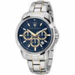 Мъжки часовник Maserati R8873621016 Successo с сребърен корпус и син циферблат