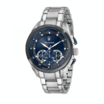 Мъжки часовник Maserati R8873612014 Traguardo, сребрист тон със син циферблат, механизъм Miyota Quartz