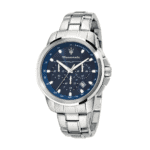 Мъжки часовник Maserati R8873621002 Successo със сребрист корпус и циферблат в морско синьо.