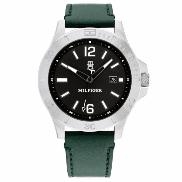 Tommy Hilfiger Ceas pentru bărbați 1710531 Ryan, ton argintiu cu cadran negru, mecanism Epson VX42E Quartz