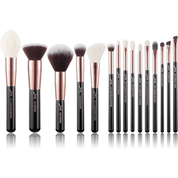 Jessup Luxe Professionelles Set mit 15 Make-up-Pinseln in Roségold und Schwarz